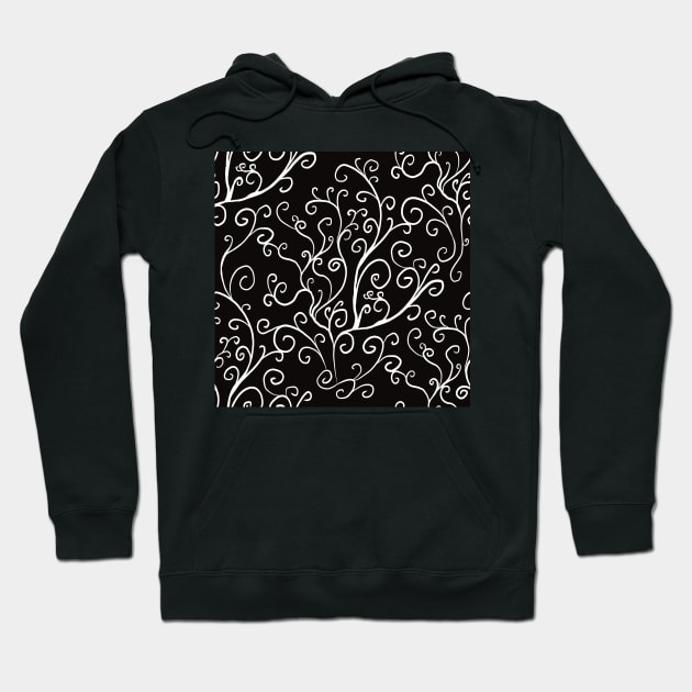 Black Vines Pattern Hoodie by VictoriaLehnard